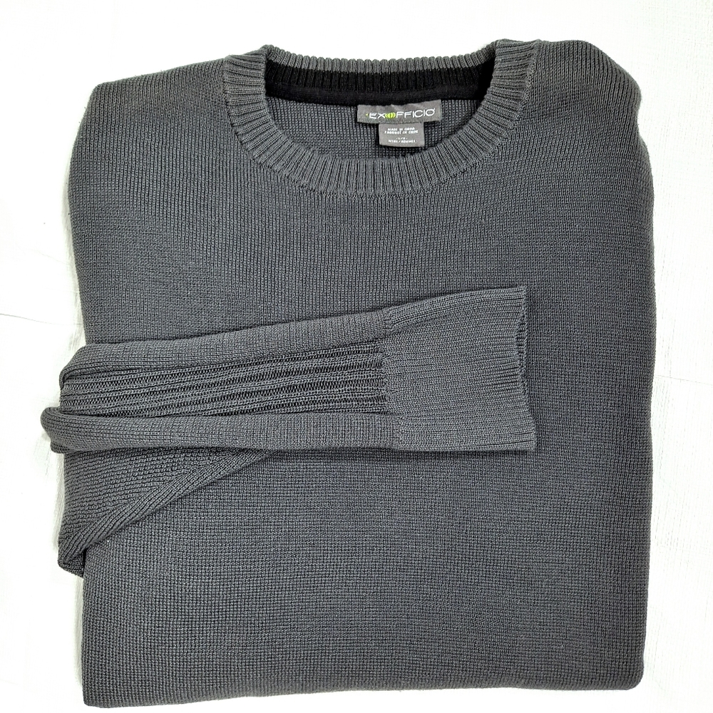 Exofficio Charcoal Grey Crewneck Ribbed Sweater